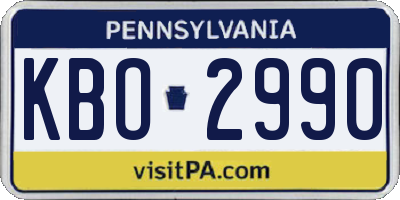 PA license plate KBO2990