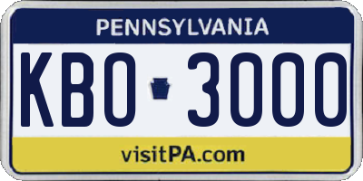 PA license plate KBO3000