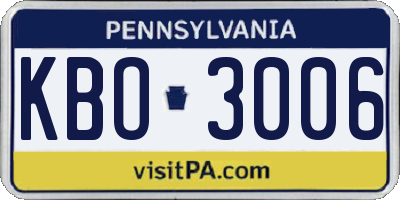 PA license plate KBO3006