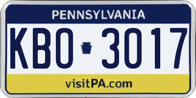 PA license plate KBO3017
