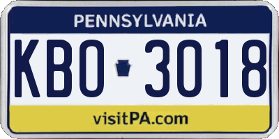 PA license plate KBO3018