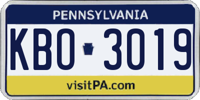 PA license plate KBO3019