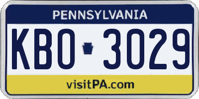 PA license plate KBO3029