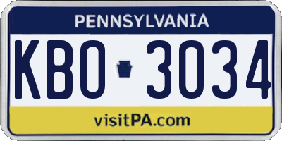 PA license plate KBO3034