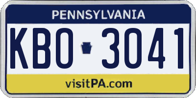 PA license plate KBO3041