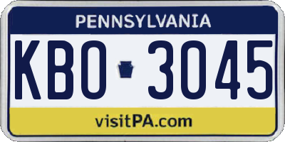 PA license plate KBO3045