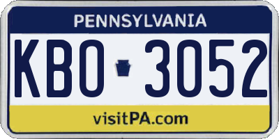 PA license plate KBO3052
