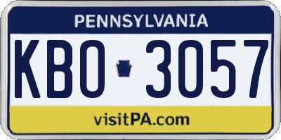 PA license plate KBO3057