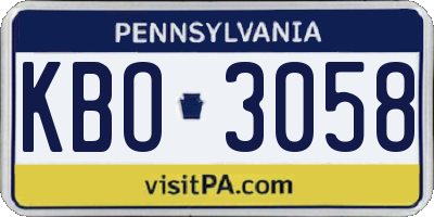 PA license plate KBO3058