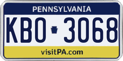 PA license plate KBO3068