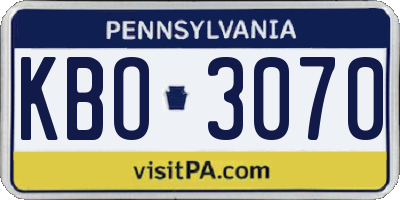 PA license plate KBO3070
