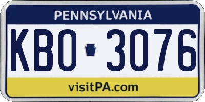 PA license plate KBO3076