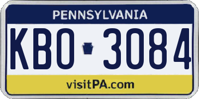 PA license plate KBO3084