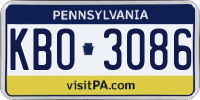 PA license plate KBO3086