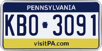 PA license plate KBO3091