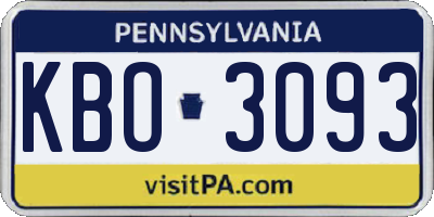 PA license plate KBO3093