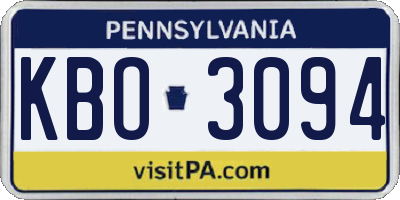 PA license plate KBO3094