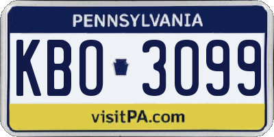 PA license plate KBO3099