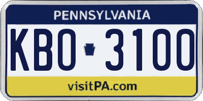 PA license plate KBO3100