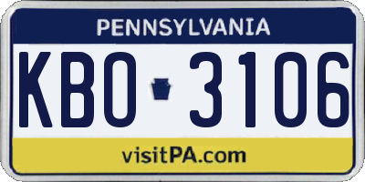 PA license plate KBO3106