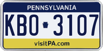 PA license plate KBO3107