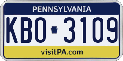 PA license plate KBO3109