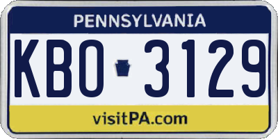 PA license plate KBO3129