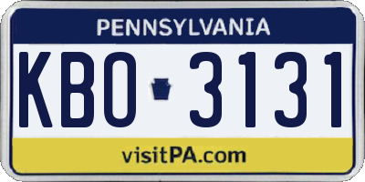 PA license plate KBO3131