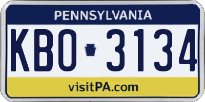 PA license plate KBO3134