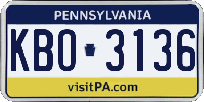 PA license plate KBO3136