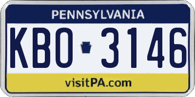 PA license plate KBO3146