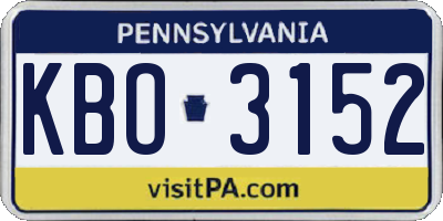 PA license plate KBO3152