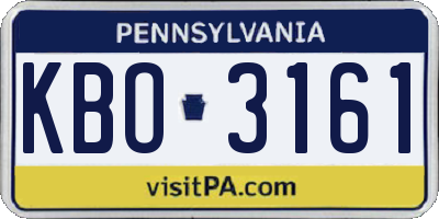 PA license plate KBO3161
