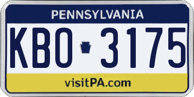 PA license plate KBO3175