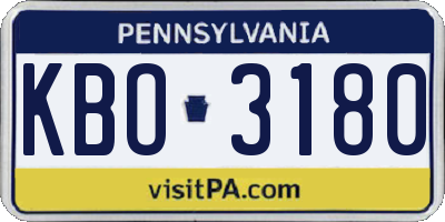 PA license plate KBO3180