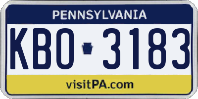 PA license plate KBO3183