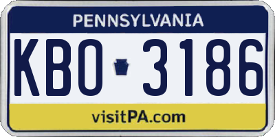PA license plate KBO3186