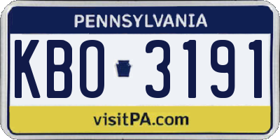 PA license plate KBO3191