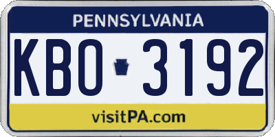 PA license plate KBO3192