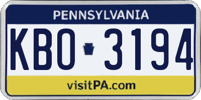 PA license plate KBO3194