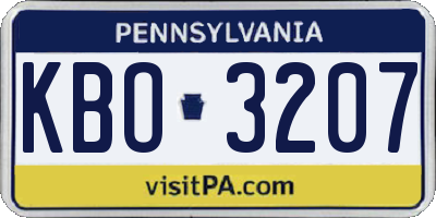 PA license plate KBO3207