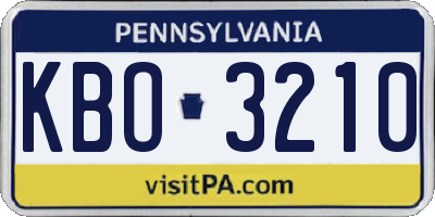 PA license plate KBO3210