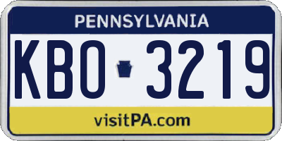 PA license plate KBO3219