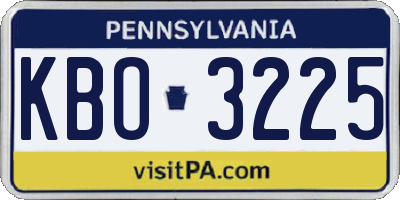 PA license plate KBO3225