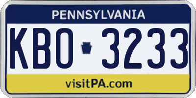 PA license plate KBO3233