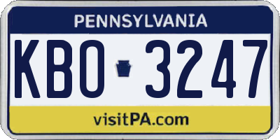 PA license plate KBO3247