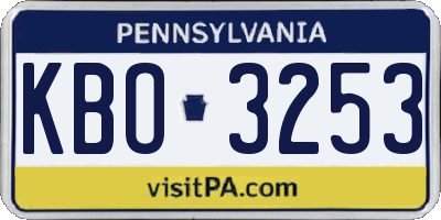 PA license plate KBO3253