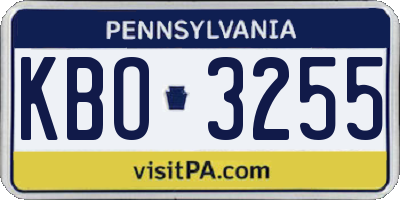 PA license plate KBO3255