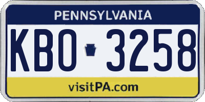 PA license plate KBO3258