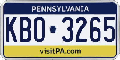PA license plate KBO3265